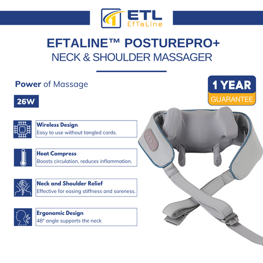 Eftaline™ PosturePro+ Neck & Shoulder Massager with Heat Compression